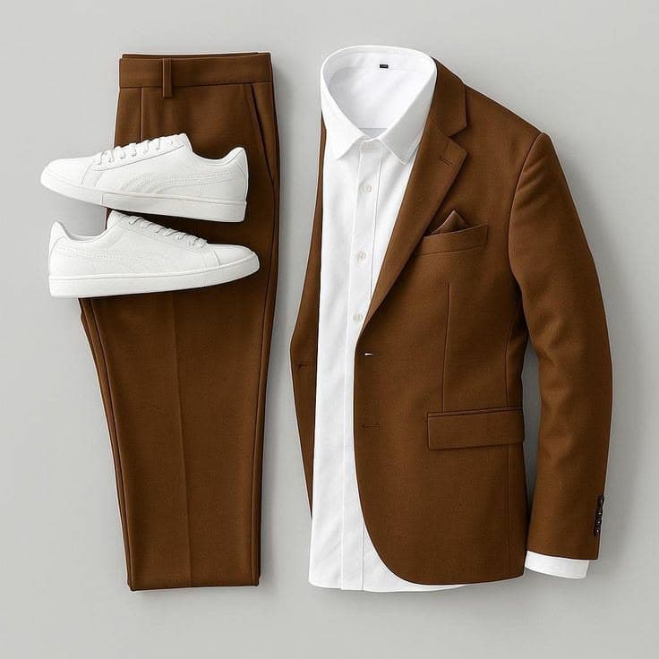 Men’s Smart Casual Blazer Suit Set - Brown, Maroon, Navy & Royal Blue - Image 1 of 4